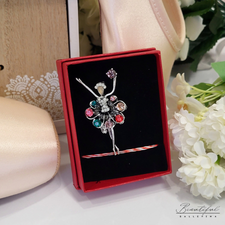 Brosa Martisor - in forma de balerina cu tutu din pietre multicolor [1]