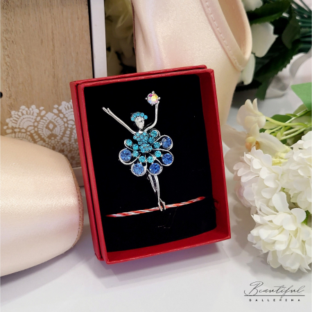 Brosa Martisor - in forma de balerina cu tutu din pietre albastre [1]
