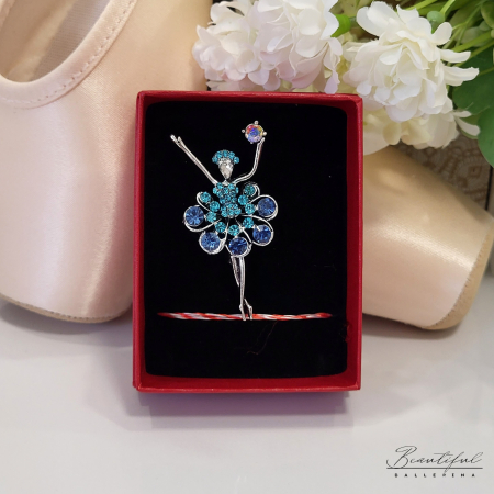 Brosa Martisor - in forma de balerina cu tutu din pietre albastre [2]