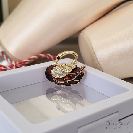 Brosa Martisor - in forma de lebada cu pietre albe [1]