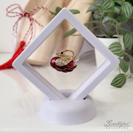 Brosa Martisor - in forma de lebada cu pietre albe [2]