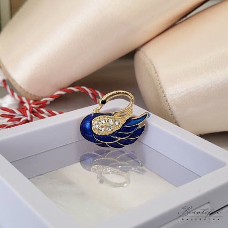 Brosa Martisor - in forma de lebada cu pietre albe [1]