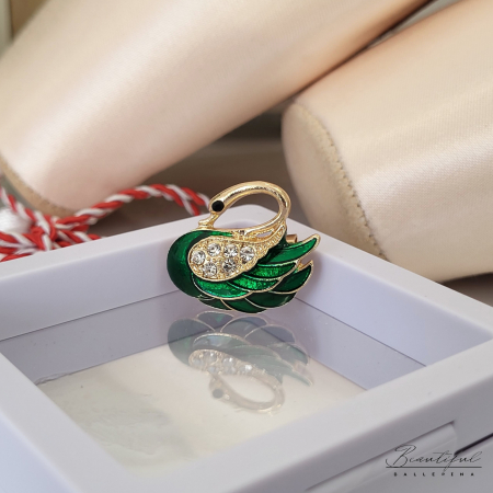 Brosa Martisor - in forma de lebada cu pietre albe [1]