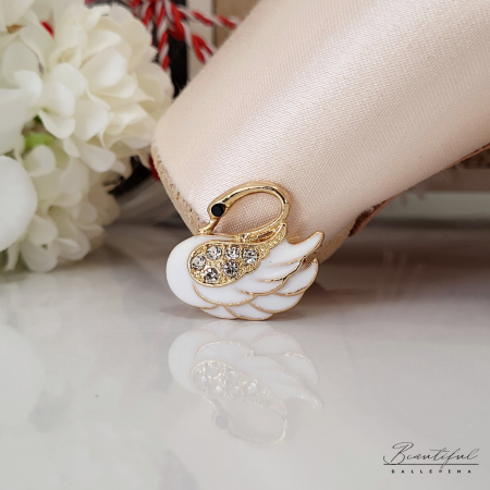 Brosa Martisor - in forma de lebada cu pietre albe [0]