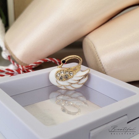 Brosa Martisor - in forma de lebada cu pietre albe [1]