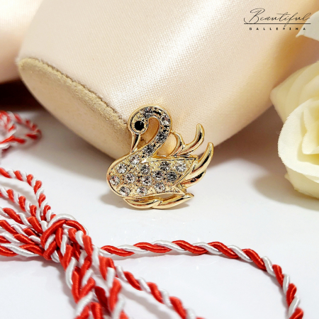 Brosa Martisor - in forma de lebada cu pietre albe [2]