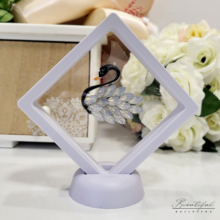 Brosa Martisor, mare - in forma de lebada neagra cu pietre alb natur [3]