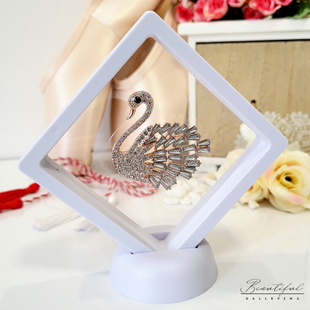 Brosa Martisor - mare, in forma de lebada cu pietre [3]