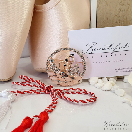 Brosa Martisor - mare, formata din doua lebede cu pietre [1]