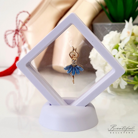 Brosa Martisor, mic - in forma de balerina cu pietre albe si blue pe tutu [1]