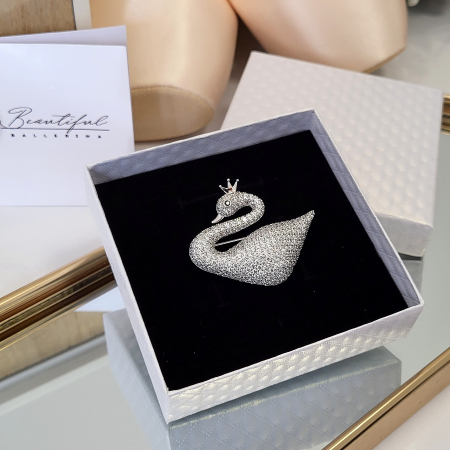 Brosa Premium - placata cu aur, in forma de lebada cu cristale Swarovski [1]