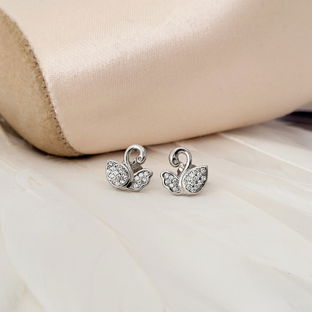 Cercei din Argint 925 - Iris Swan, Lebada cu cristale zirconia [1]