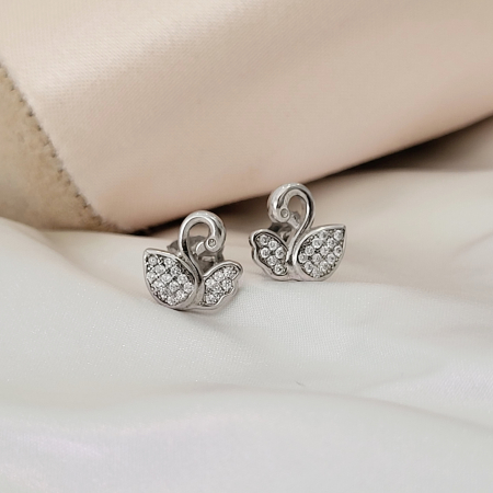 Cercei din Argint 925 - Iris Swan, Lebada cu cristale zirconia [2]