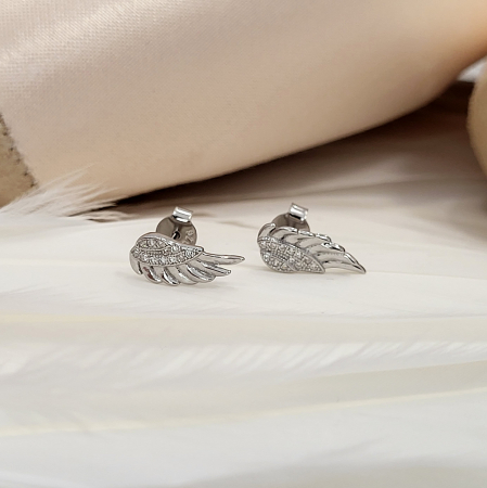 Cercei din Argint 925 - Swan Wings, aripi de Lebada cu cristale zirconia [1]