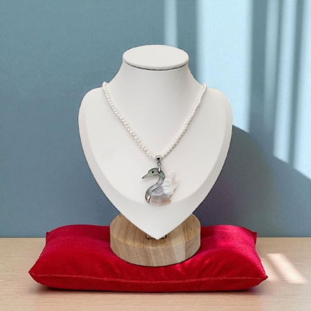 Colier - Pearl and Opal Swan - white [7]