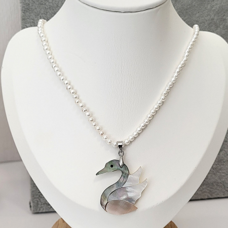 Lantisoare - Colier - Pearl and Opal Swan - white