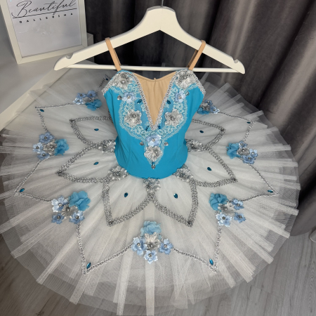 Costum de scenă - tutu de balet pentru copii - bleu și alb - Princess Florine [3]
