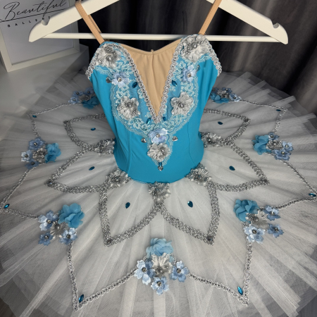 Costum de scenă - tutu de balet pentru copii - bleu și alb - Princess Florine [2]
