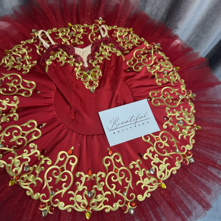 Costum de scenă - tutu de balet pentru copii - roșu și auriu - Kitri - Don Quixote [3]