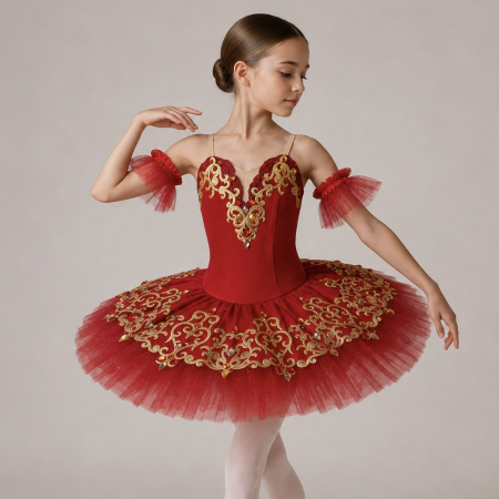 Costume de scenă - Costum de scenă - tutu de balet pentru copii - roșu și auriu - Kitri - Don Quixote
