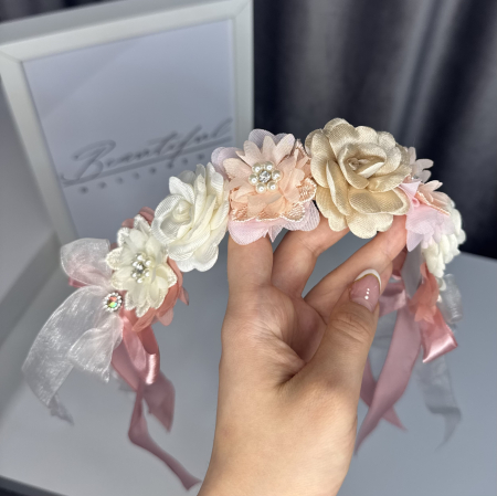 Flowers pro Headpiece - pink, white, ivory. Acesoriu profesional flori pentru coc de balerine [5]