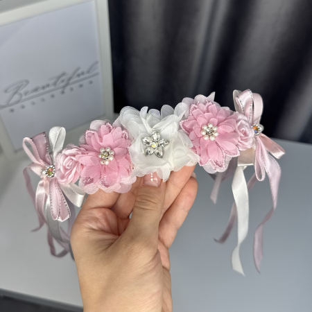 Flori / Flowers - Flowers pro Headpiece - pink, white . Acesoriu profesional flori pentru coc de balerine