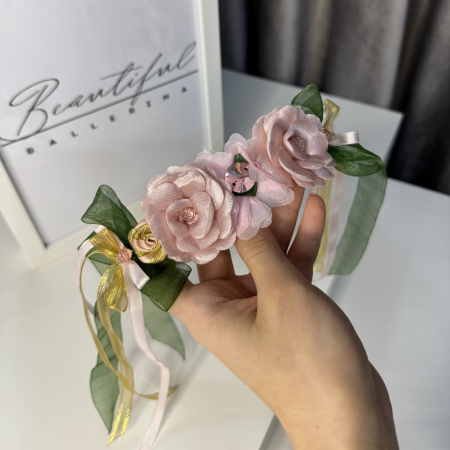 Flori / Flowers - Flowers Pro Headpiece - pink , green , gold