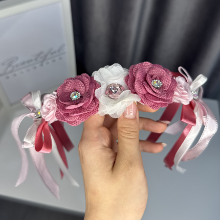 Flowers pro Headpiece - magenta, pink, white . Acesoriu profesional flori pentru coc de balerine [3]