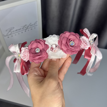 Flori / Flowers - Flowers pro Headpiece - magenta, pink, white . Acesoriu profesional flori pentru coc de balerine