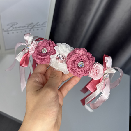 Flowers pro Headpiece - magenta, pink, white . Acesoriu profesional flori pentru coc de balerine [2]