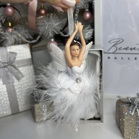 Christmas - Ornament de Crăciun pentru brad - balerina cu puf alb