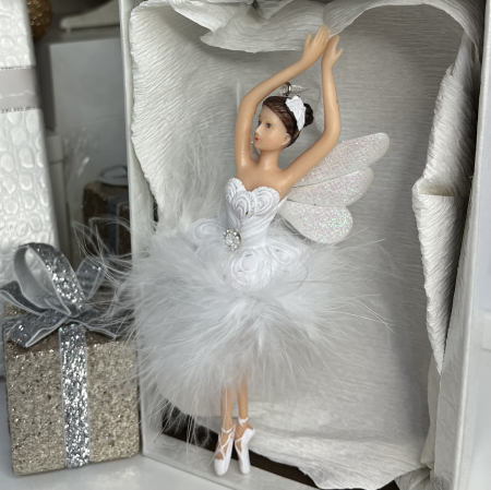 Ornament de Crăciun pentru brad - balerina cu puf alb [1]