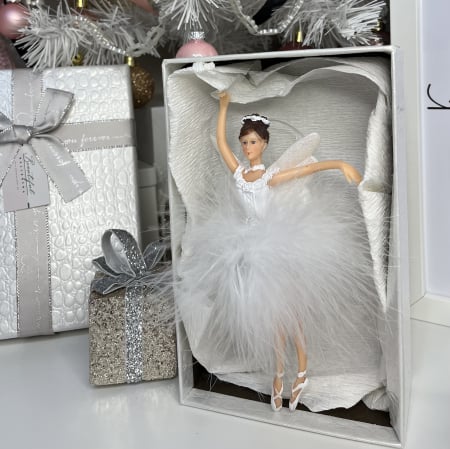 Ornament de Crăciun pentru brad - balerina cu puf alb [2]