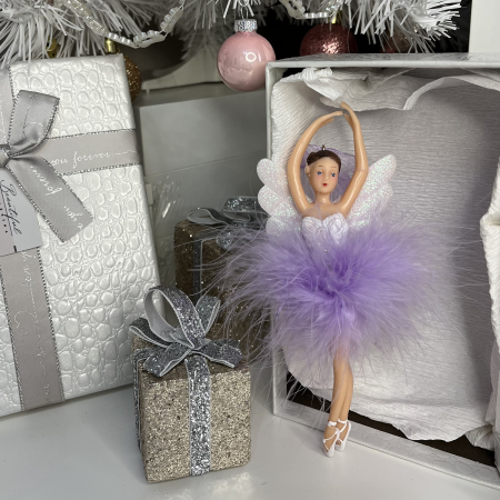 Ornament de Crăciun pentru brad - balerina cu puf mov [1]