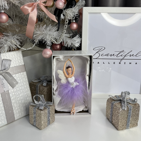 Ornament de Crăciun pentru brad - balerina cu puf mov [5]