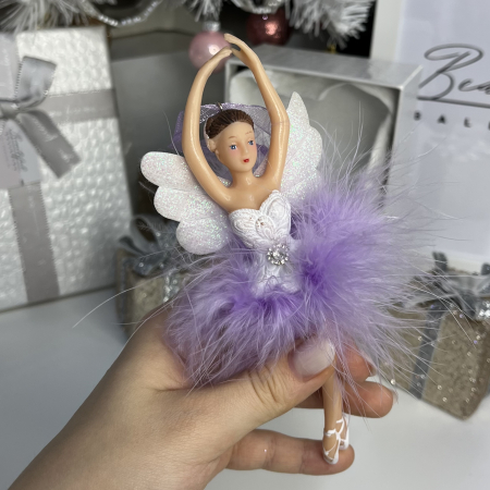 Ornament de Crăciun pentru brad - balerina cu puf mov [4]
