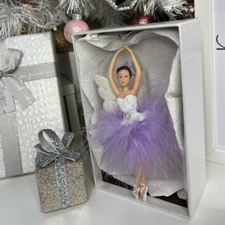 Ornament de Crăciun pentru brad - balerina cu puf mov [2]