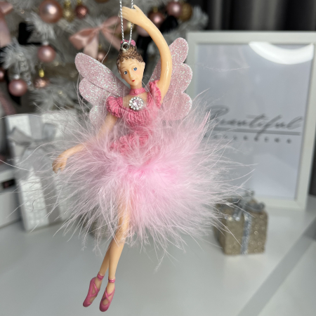 Ornament de Crăciun pentru brad - balerina cu puf roz [3]