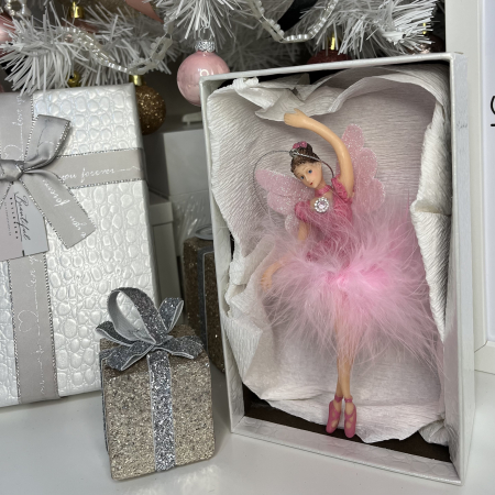 Ornament de Crăciun pentru brad - balerina cu puf roz [2]