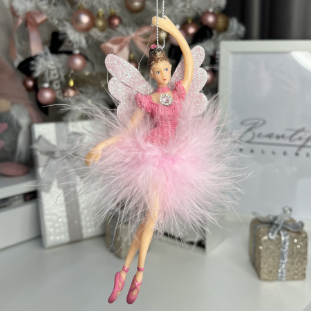 Christmas - Ornament de Crăciun pentru brad - balerina cu puf roz
