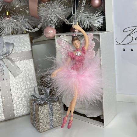 Ornament de Crăciun pentru brad - balerina cu puf roz [1]