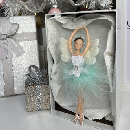 Christmas - Ornament de Crăciun pentru brad - balerina cu puf turcuaz
