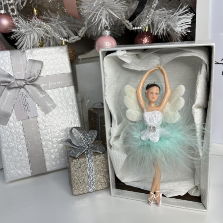 Ornament de Crăciun pentru brad - balerina cu puf turcuaz [1]