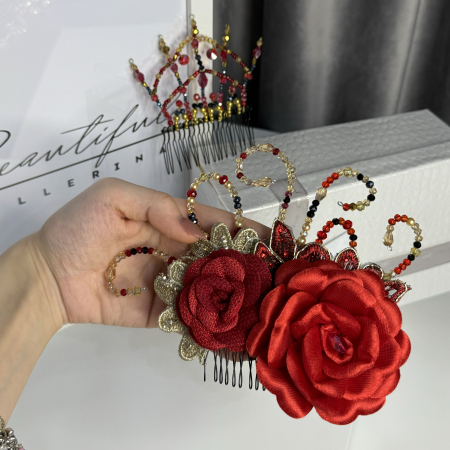 Trandafiri / Roses - Red Rose - 2 piece Pro headpiece - Paquita