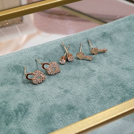 Set cercei  - Key of Love - 3 perechi, rose gold [5]