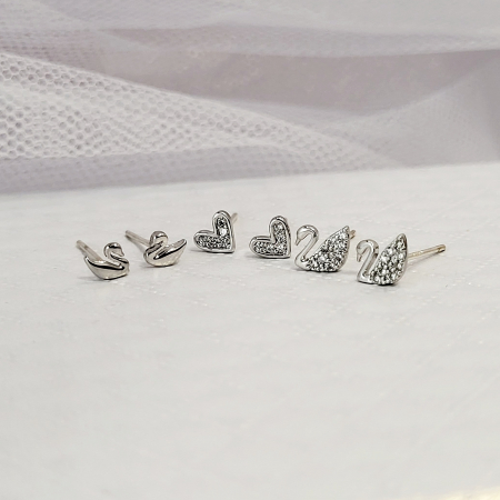 Cercei - Set Cercei - Classic Swan - 3 perechi, silver.