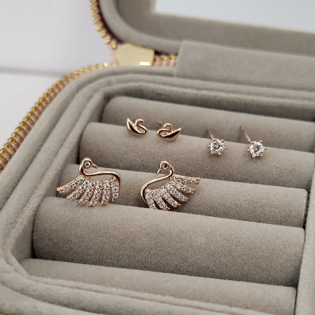 Set Cercei - Fashion Swan - 3 perechi, rose gold. [4]