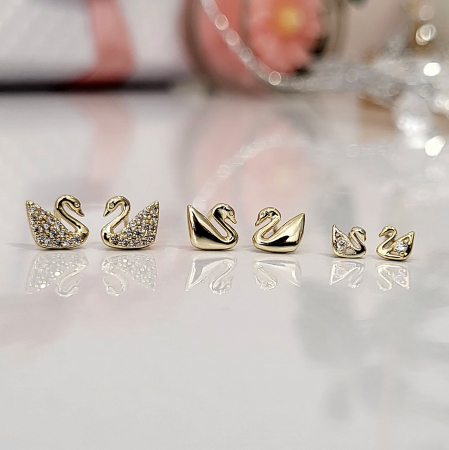 Set Cercei - Little Swans - 3 perechi - gold [3]