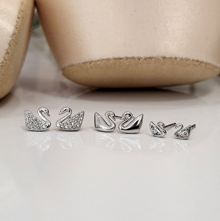 Swan Lake - Set Cercei - Little Swans - 3 perechi - silver