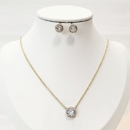BIJUTERII - Set Diamond - gold - lantisor + cercei
